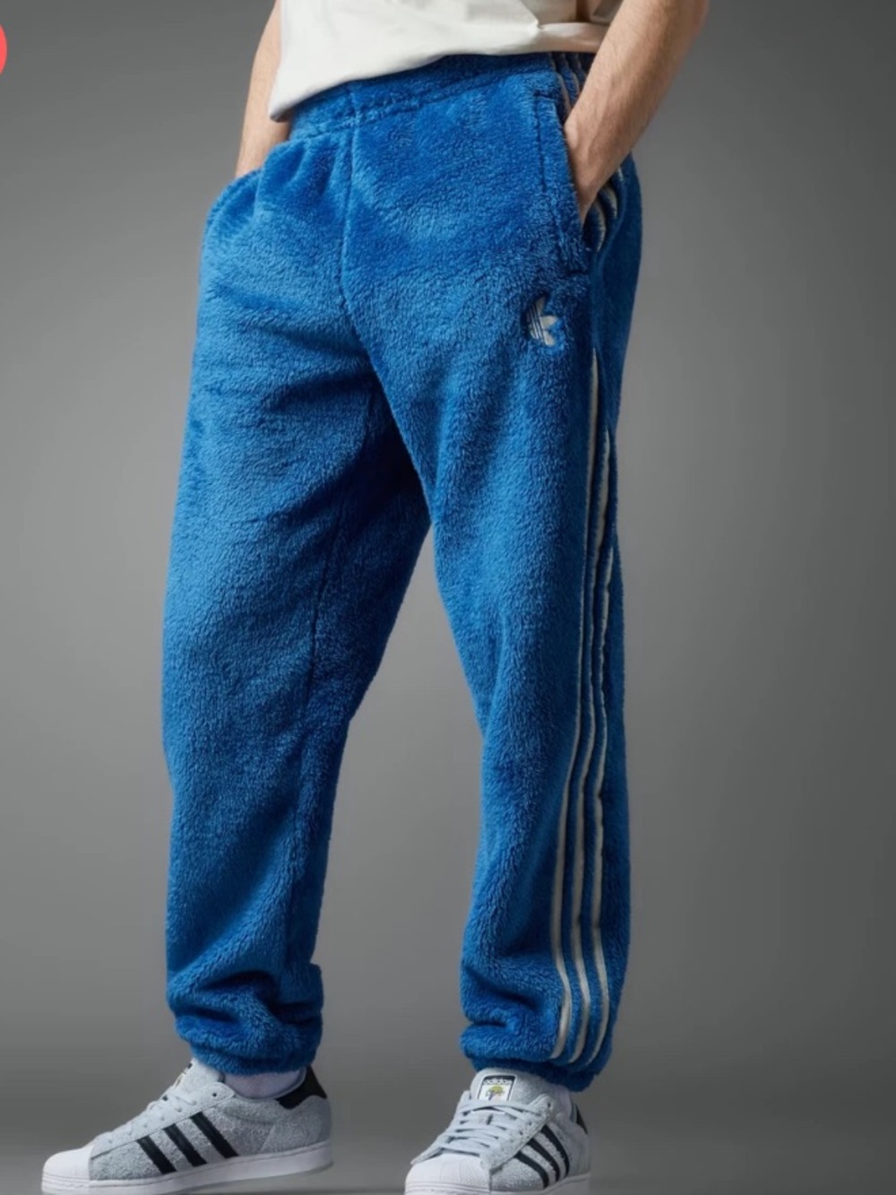 RARE adidas Indigo Herz Fur Pants, which feature a soft faux fur texture medium